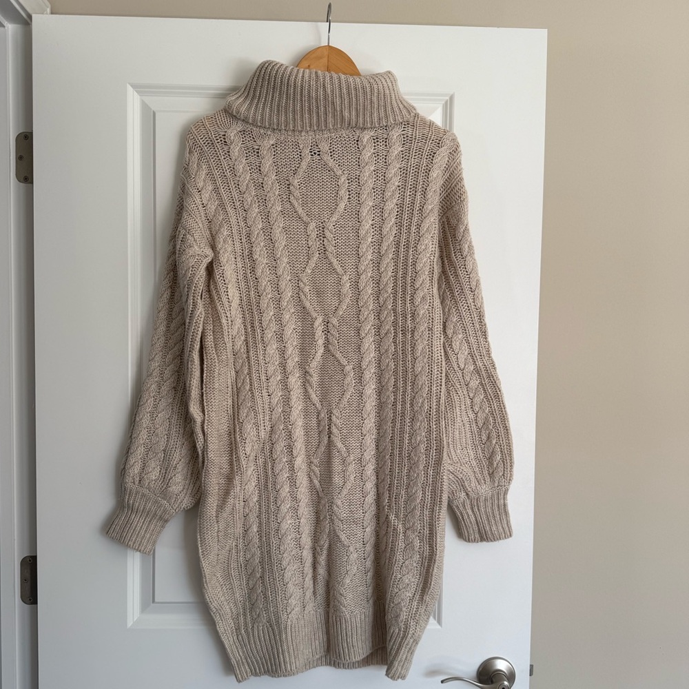 RW&CO. Beige Cable Knit Turtleneck Sweater